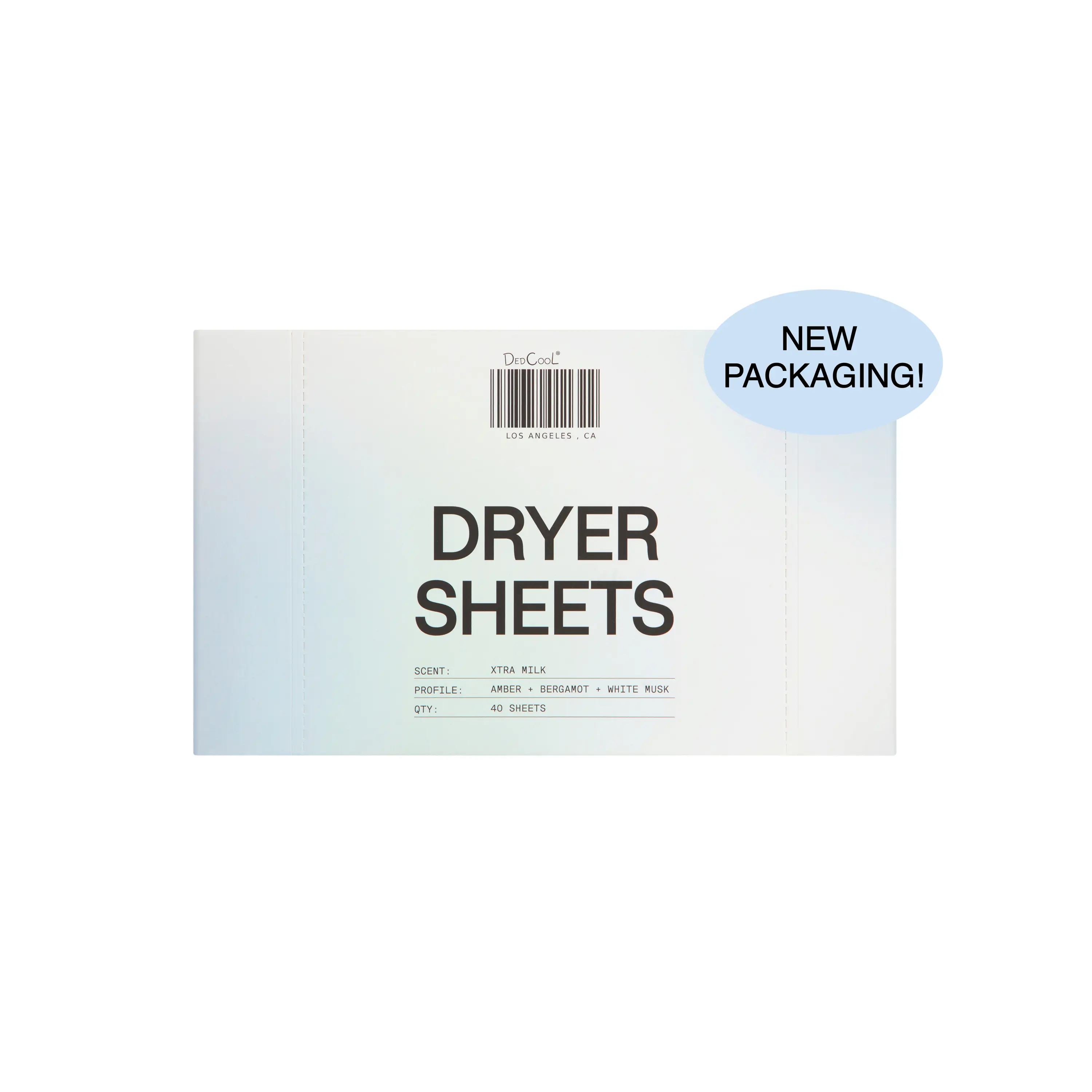 DedCool Dryer Sheets in Xtra Milk - 40 Sheets for Softening & Scenting with Vanilla, Bergamot & Amber Fragrance