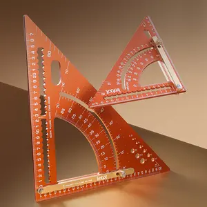 IMBOT Aluminum Alloy Dual Scale Triangular Ruler - High Precision Carpenter's Angle Ruler Multi-Purpose Angle Measurement Multi-Purpose Square Ruler for Woodworking Roofing Tools & Construction Layout