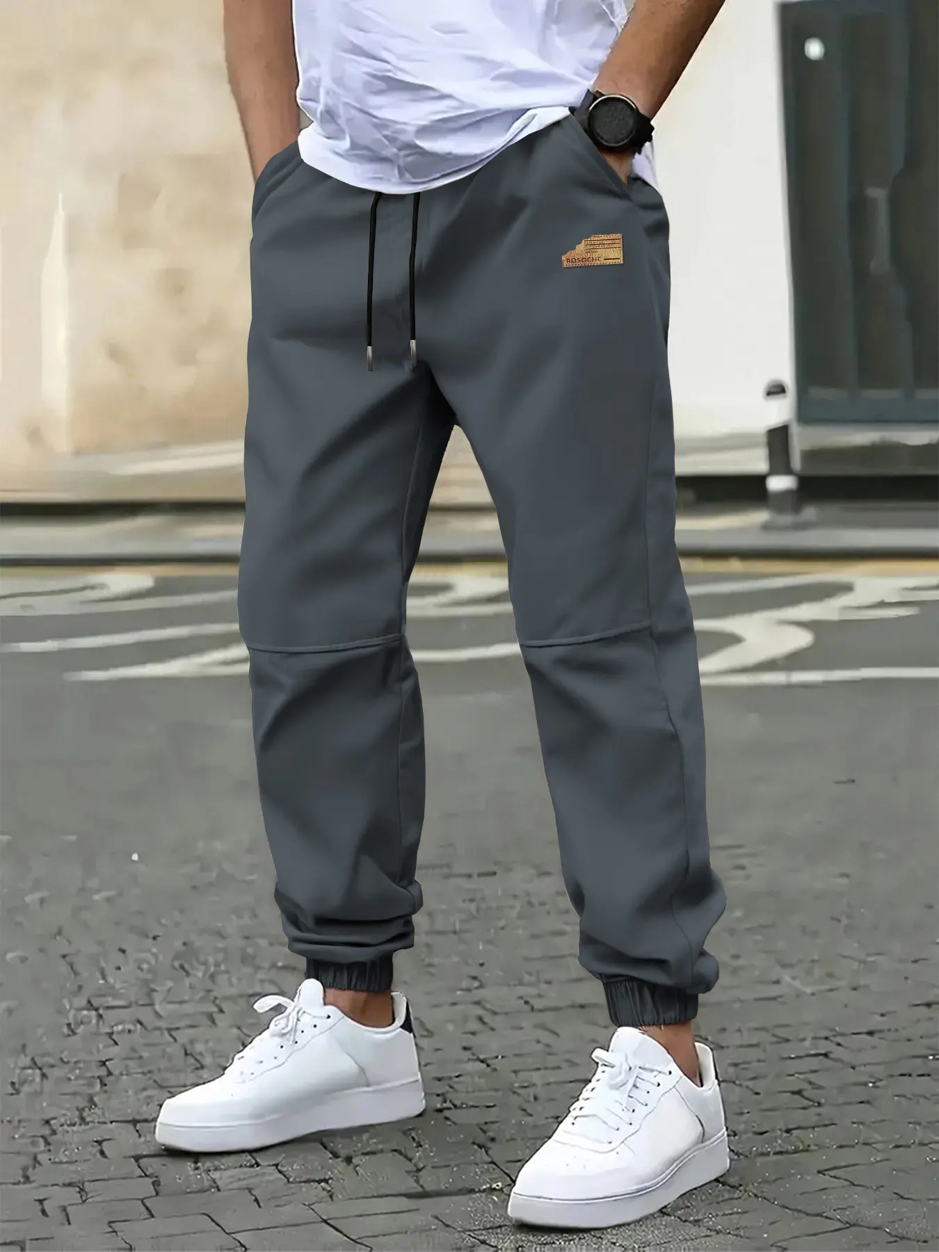 Men's Casual Jogger Pants, Elastic Drawstring Waist & Ankle Cuff, Woven Sweatpants for Gym Running Sports Daily Wear All Seasons Runner Pants, Cuffed Athleisure Pants, Jogging Pants