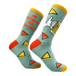 Men's Im Fulfilling My Destiny Socks Funny Beer Mug Footwear Funny Graphic Socks Comfortable Fitted Spandex Cotton