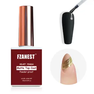 FZANEST Matte Top Coat 15ML Nail Polish.Chrome Resistant,Prevents Chipping,No Wipe,Long-Lasting Nail Polishfor Artistic Finishes,UV/LED.