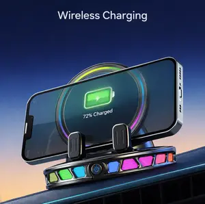 Adjustable Holder Car Dashboard Mount Cellphone with Light Suction Cup Phone Stand 360 Degree Rotating Automatic Locking Car Phone