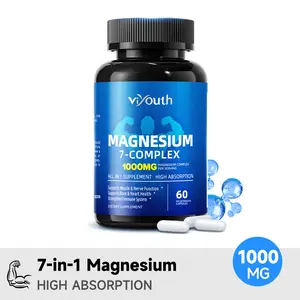 Viyouth 1000mg Magnesium Complex - 10 Elemental Mg & Zinc for Calming Sleep & Relax - Hair Health, Digestive Detox & Cortisol Balance - 3rd Party Tested Tablets