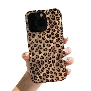 Leopard Print Phone Case for iPhone 11 Pro 12 13 14 15 Pro Max 16 Plus 17 Air, Drop Resistant Full Protection Shockproof Phone Casing
