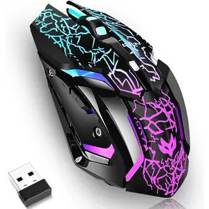 Wireless Gaming Mouse, Rechargeable Wireless Computer Mouse with Type-C Fast Charging, Ergonomic Mouse with 3 Adjustable DPI, 6 Silent Buttons, LED Light, Long Battery Life for Laptop, PC, Mac