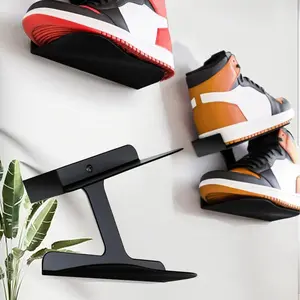 L-Shaped Metal Wall-Mount Floating Shoe Rack, Single-Layer Durable Home Organizer, Sturdy Levitating Shelf for Shoe Storage & Showcase