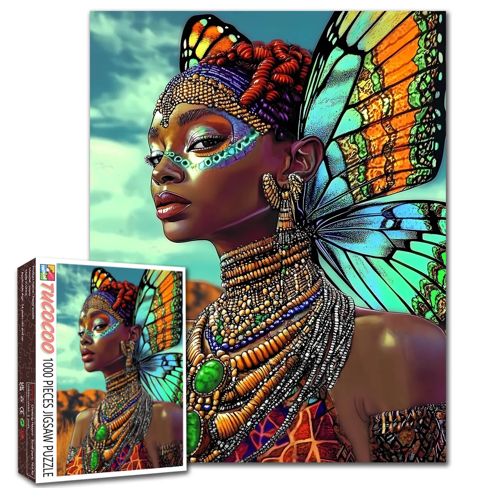 Tucocoo African Queen 1000 Piece Jigsaw Puzzle for Adults and Teens, Challenging Brain Training Game, Stress Relief and Relaxation, Wall Art Decor, Creative Gift Option, 27x20 inch (70x50 cm)