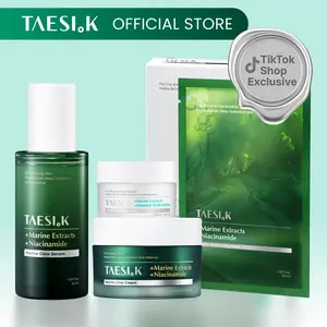 [TAESI.K Official] TAESI.K Marine Glow 4-Step Skincare Routine Set, Serum, Cream, Overnight Balm & Sheet Mask, Hydrating Korean Skin Care Bundle