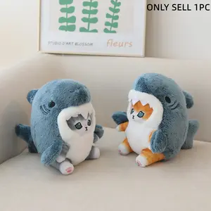 Cute Cartoon Shark Cat Transformation Plush Toy, Soft PP Cotton Filled, Perfect Valentine's Day and New Year Stuffed Animal Gift, Unisex Sofa Pillow