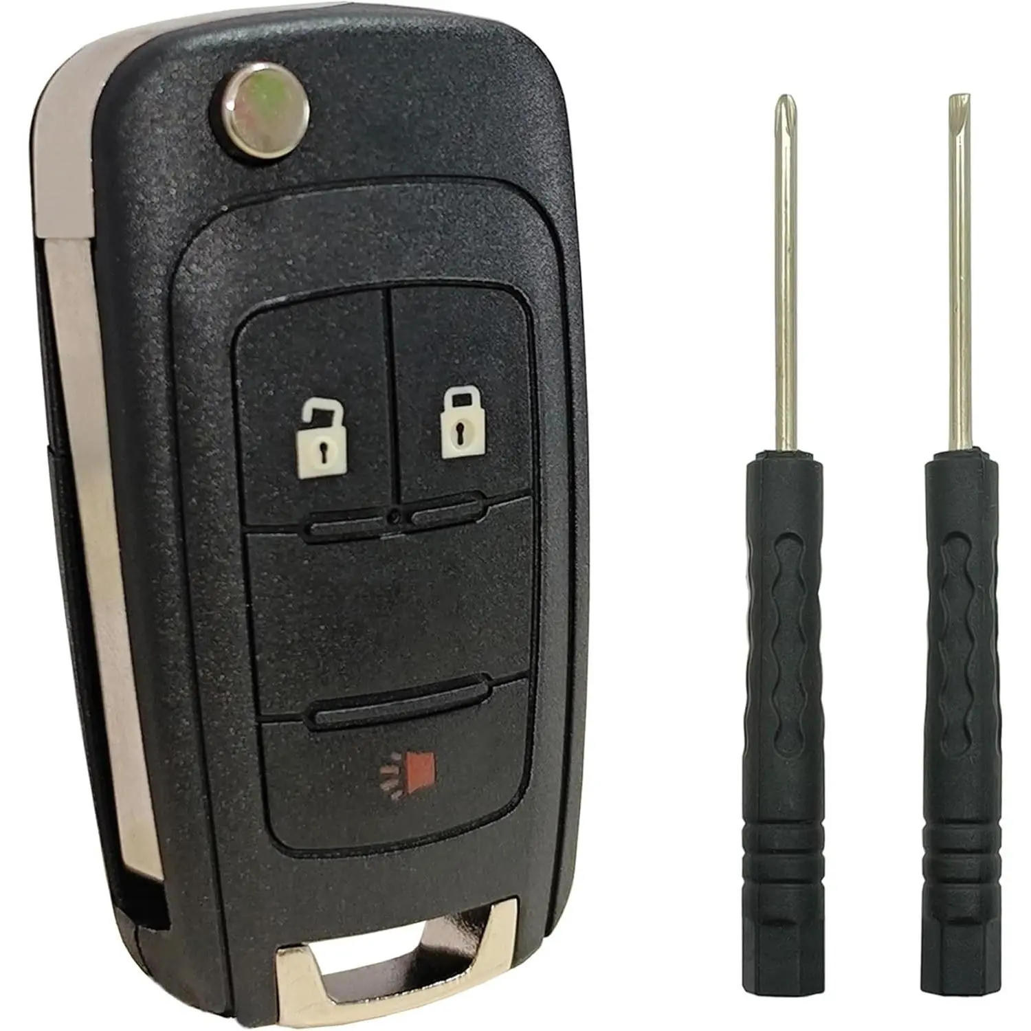 Sturdy ABS Plastic Car Key Fob Case Shell Replacement, Easy-Install for GM Vehicles (Chevrolet Equinox, Sonic; GMC Terrain) Multi-Model 3-Button Keyless Entry Remote Control Cover