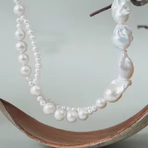 A556-48 4-15mm Non-nucleatedPearl Necklace fresh water pearls for birthday/anniversary/holiday /retirement/ graduation presents