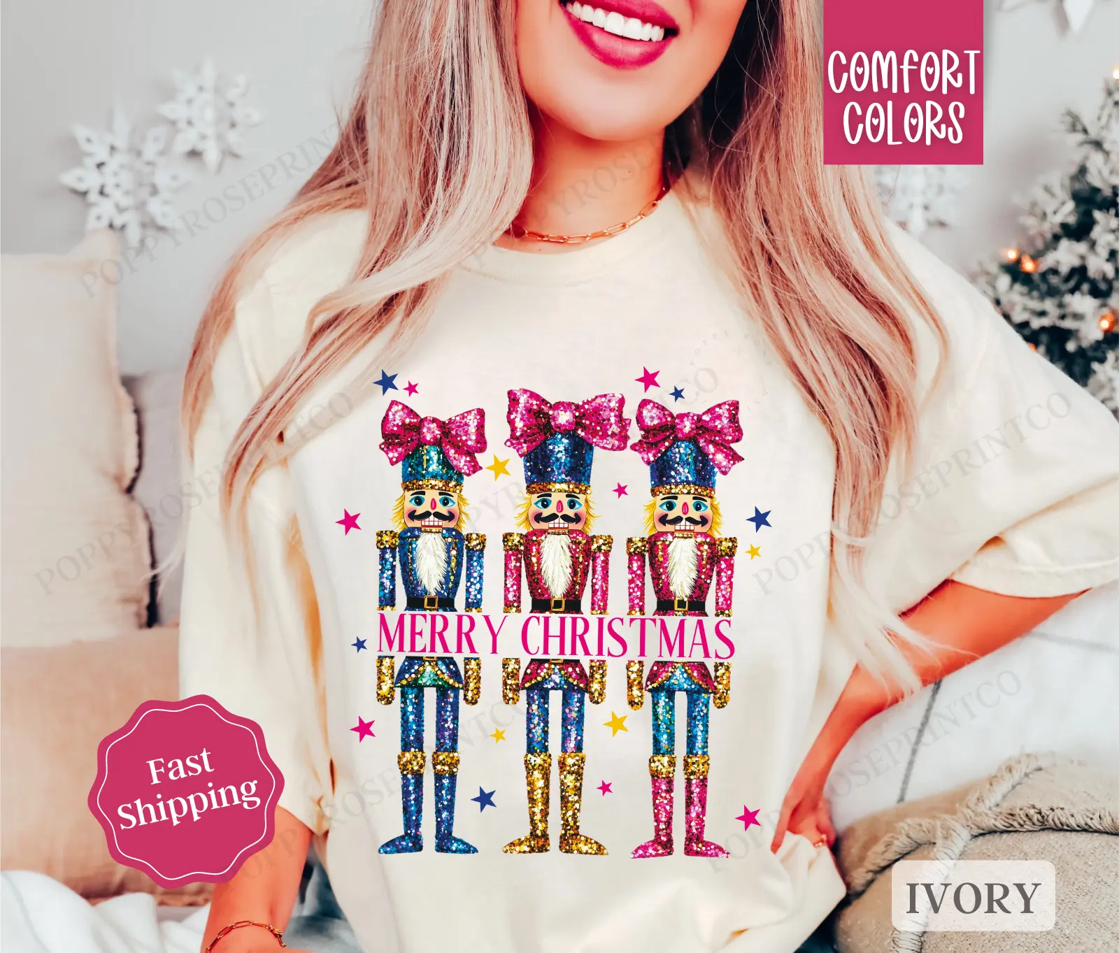Nutcracker Christmas Shirt Comfort Colors Holiday Tshirt, Women's Holiday Tee