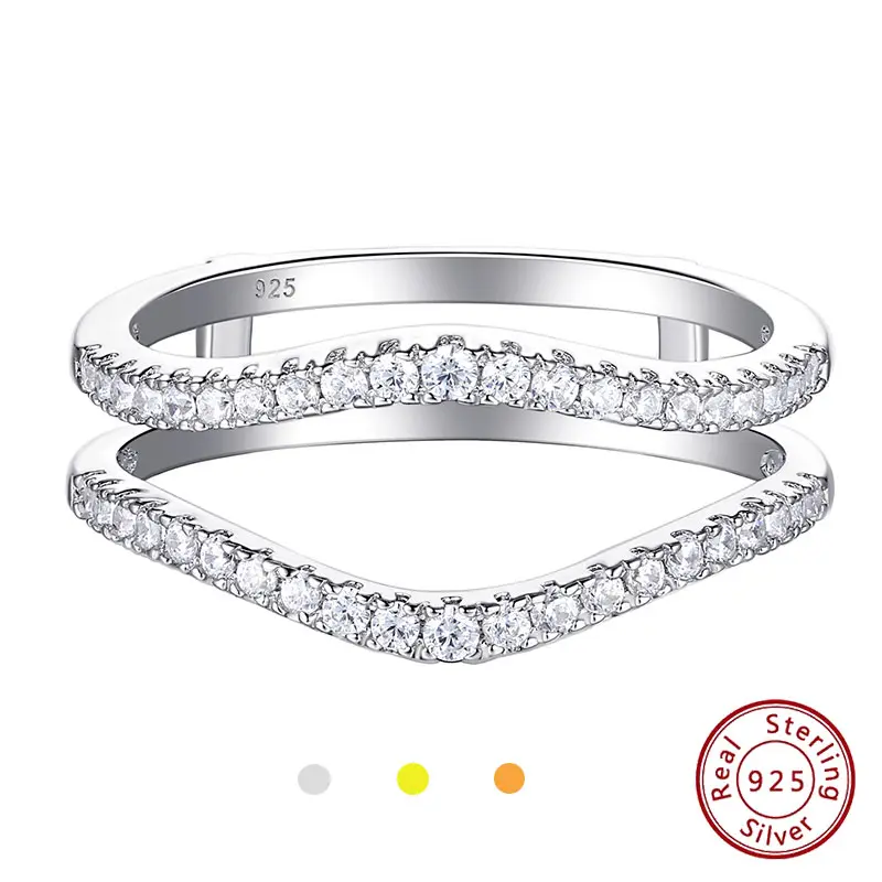 Female 925 Sterling Silver Minimalist Wedding Band - Round Cubic Zirconia Enhancer Ring, White Gold Fine Fashion Jewelry, 3.41g Costume Accessory, Rings Type:wedding Bands, Enhancer Band