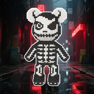 7709pcs Halloween Skull Lucky Bear 3D Puzzle Jigsaw Puzzle, Creative Room Decor, DIY Craft, Holiday Gift, Home Decoration, Collectible Statue