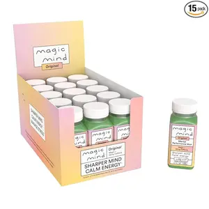 Magic Mind Energy And Focus Drink Shots - (15 Pack) Stress Relieving, No Jitters, Ashwagandha, Vitamin B12, Vitamin C, Matcha Green Tea, Functional Mushrooms - 2 FL Oz