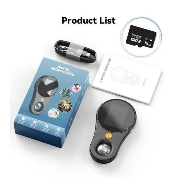 1080P 500X Digital Microscope, 2-inch Screen Video Coin Microscope with Display, Magnifying Glass for Office, School Educational Supplies