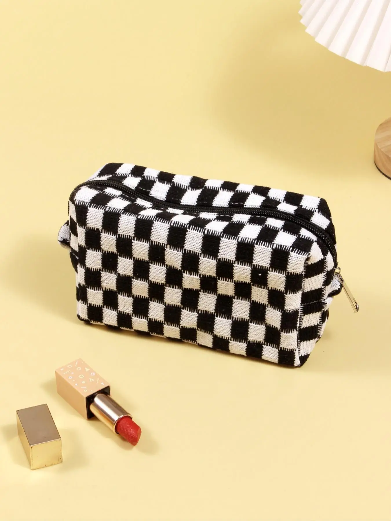 Plaid Pattern Makeup Bag with Zipper, Large Capacity Storage Bag for Women & Girls, Fashion Make-up Bags for Traveling & Daily Use