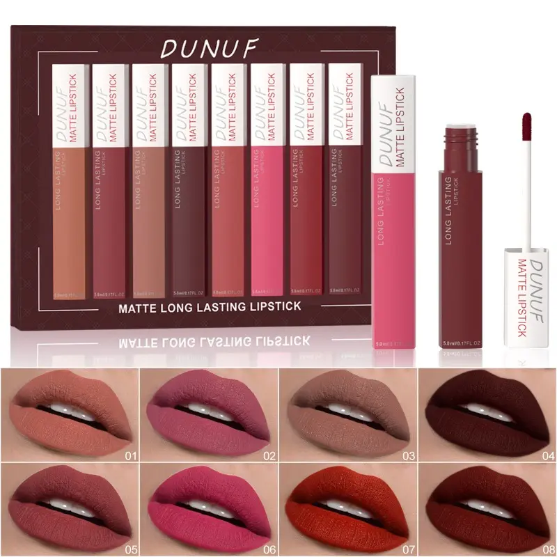 8-pack 8-color long-lasting lip gloss gift set, suitable Christmas gift for girls, Long Lasting Lipstick