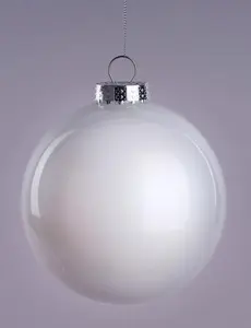 150MM Glass Look Ornament Pearl White