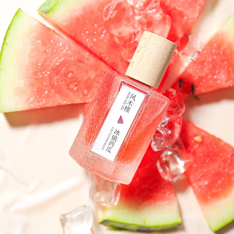 Perfume; Sweet Perfume; Fruity Scent Iced Watermelon Smoky Peach Perfume for Women; Long-lasting Light Fragrance; Fresh and Natural; 50ml Ice Crack Bottle