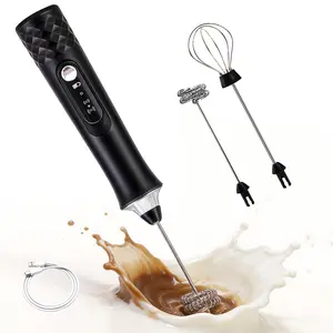 Upgraded Rechargeable Milk Frother,Handheld Electric Coffee Mixer with 2 Whisks, 3 Speed Settings, Versatile Drink Mixer for Juices, Prebiotic Powders, Lattes, Cappuccinos,coffee mixer, Matcha & Eggs (Black),Christmas Gift