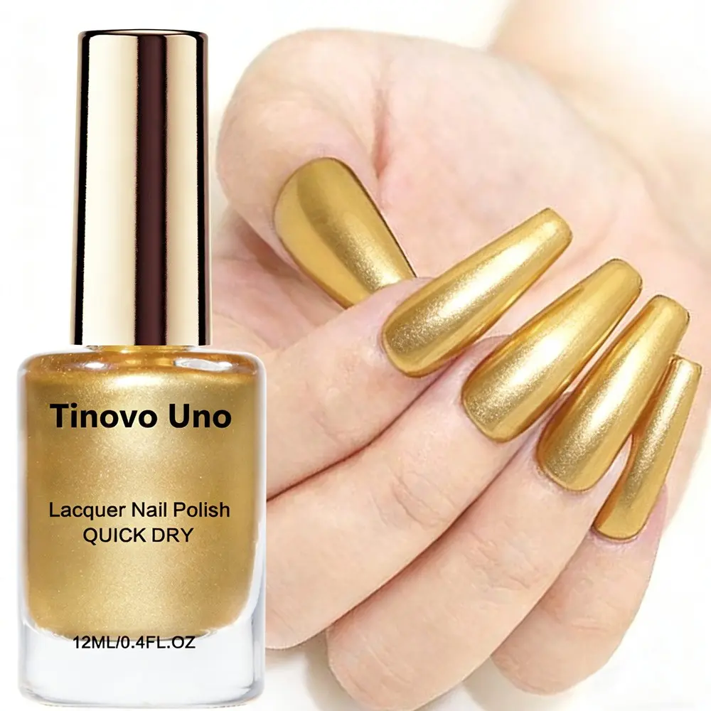 12ML Metallic Golden Liquid Chrome Nail Polish, Quick Dry Long-lasting Shine Manicure Nail Art Polish, No Formaldehyde Non-toxic Nail Art Product Nail Products for Women & Girls Gift