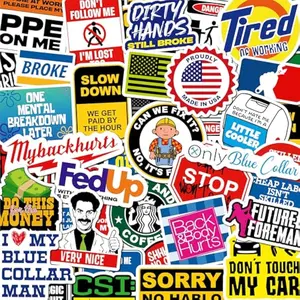 200 PCS No-Duplicate Hard Hat Adhesive Stickers for Adults - Sarcastic, Funny, Meme Stickers for Water Bottles, Toolbox - Ideal for Blue Collar Workers (DIY Scrapbooking & Stamping Supplies), Meme Sticker, Adhesive Stickers Stickers