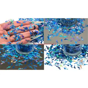 DOLPHIN 10mm shape blue holo Cute Glitter Loose Glitter 4 Nail art Hair Face Fun Body Tumblers Craft supply Resin supply Freshie Glitter
