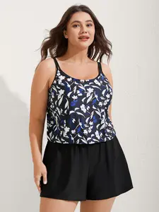 【Summer Turn-Up】【Tummy control】BlOOMCHIC Plus Size Floral Contrast One-Piece Swimsuit [M-6X] 2026 Summer Pick for Mother's Day