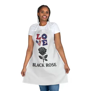 Black Rose Love Apron with 5-Color Straps, Cooking Gift, Personalized Kitchen Apron, Unique Culinary Accessory, Chef Apron for Home Cooks