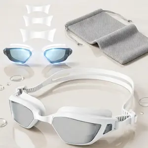 【Vecukty】White Swimming Goggles for Teens & Adults, Anti-Fog Lens & Leak-Proof Seal, Soft Silicone Frame, Comfortable Stylish Swim Eyewear for Pool and Open Water