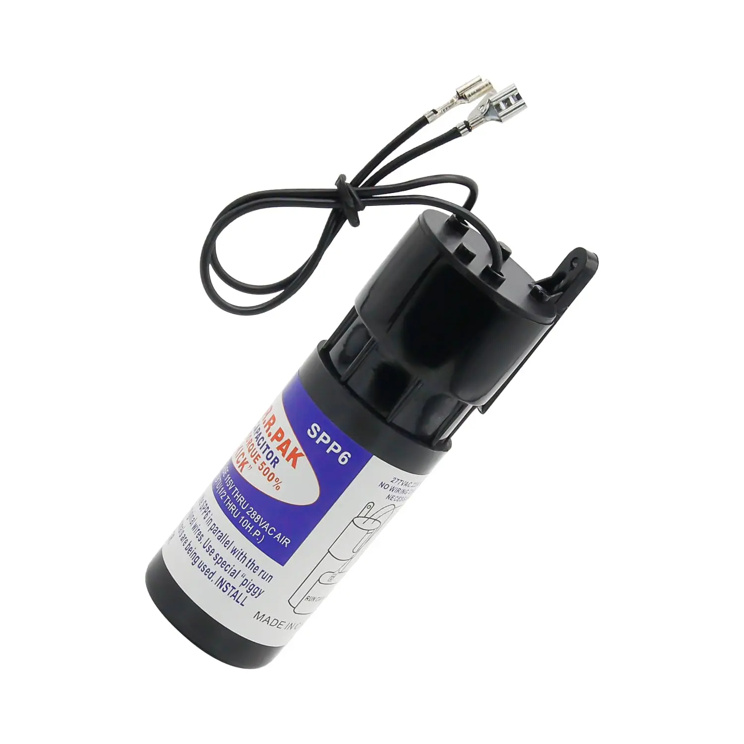 SPP6 Hard Start Kit 115V Thru 288VAC for Air Conditioner, AC Hard Start Capacitor, Increases Starting Torque 500% from 4,000 BTU Window Units to 120,000 BTU Commercial Units (1/2 Thru 10 H.P.)