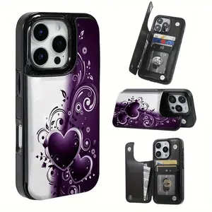 Featuring a gorgeous purple heart pattern, this durable TPU card slot includes a card slot and offers various functionalities, suitable for bank and transit cards. Compatible with iPhone 17, 16, 15, 14, 13, 12, and Samsung models.