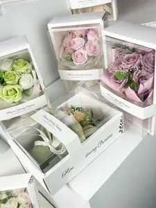 Beautiful Eternal Rose Soap Flower Bouquet Gift Box, Floral Artificial Dried Flowers for Girlfriend, Festival Gifts, All Seasons