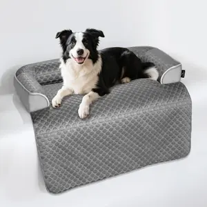 Cooling Mat for Dogs, Self Cooling Dog Bed with Sides, Orthopedic Pet Sofa Bed with Removable Washable Cover for Couch Crate Floor Car, Durable & Non-Gel, 41 x 37 inch, Grey fathersdaygiftideas