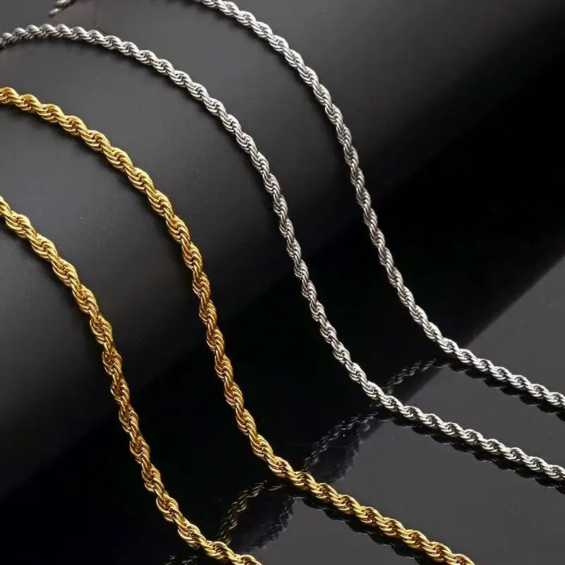 Smooth Twisted Rope Chain Pack Classic Hip Hop Statement Necklaces for Rappers & Trendsetters Versatile Trendy Fashion Accessory Gold Choker