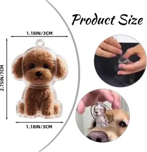 Personalized Dog Fur Keychain Transparent Pet Hair Holder Necklace Unique Gift for Dog Mom Dad ASMR Collection Durable Acrylic Silicone Seal Water Resistant 1 7in 3cm