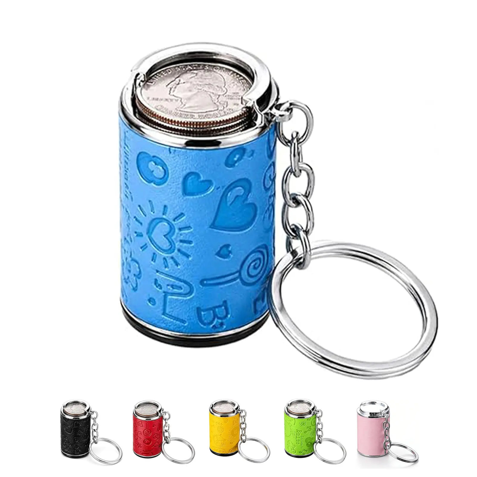 Mini Coin Bank Storage Box with Keychain, Quarters Storage, Portable Coin Holder, Suitable for laundry rooms, Parking lots, Buses, Gift for commuters and students.