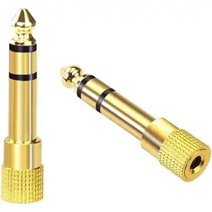 6.35mm (1/4 inch) Male to 3.5mm (1/8 inch) Female Stereo Audio Jack Adapter for Aux Cable, Guitar Amplifier, Headphone, 2 Pack