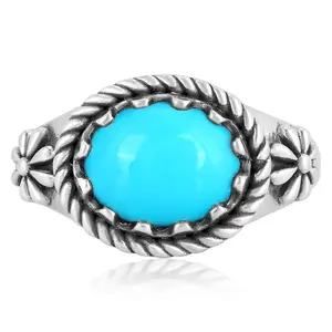 American West Sterling Silver Oval Turquoise Ring