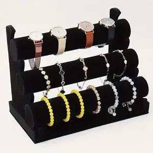 Three-Tier Jewelry Display Stand with Heavy-Duty Bracelet Holder, Cylindrical Tube Design for Home Boutique and Salon Use, Jewelry Organizer
