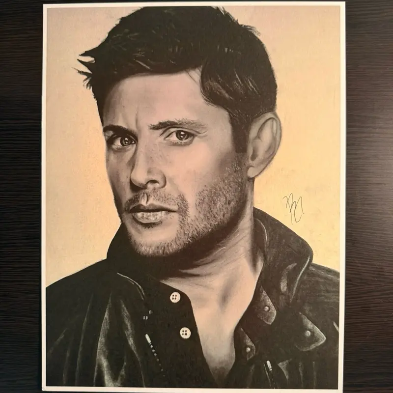 Jenson Ackles Dean Winchester Supernatural Charcoal Art Print
