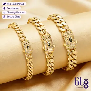 14k Gold Plated Miami Cuban Link Chain Bracelet, Thickened,  7.5/8.5 inch-Hip-Hop Jewelry for Men/Women Hypoallergenic Material, Sweat-Resistant,  Bracelet for Streetwear, Dates and Daily Wear, Trendy Accessory Christmas Gift 6-14 mm Sizes