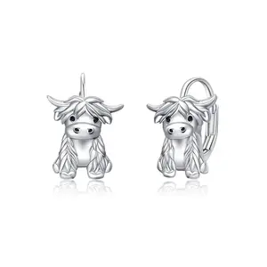 Highland Cow Earrings Sterling Silver Scotland Cow Earrings Cow Jewelry Gifts for Women
