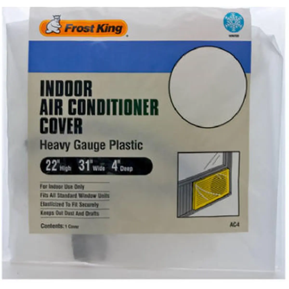 Thermwell AC4H 3 Mil Indoor Air Conditioner Cover - Household Dustproof Cover for Room & Window Units with Elastic Fitting, Household Dust Cover