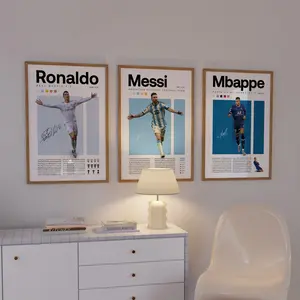 Mbappe Ronaldo Messi Poster Bundler, Soccer Art Print, Football Poster, Mid-Century Modern, Uni Dorm Room