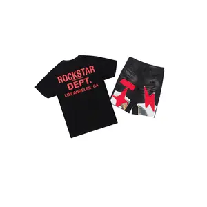 Akos Black/Red T-Shirt/Denim Short Set