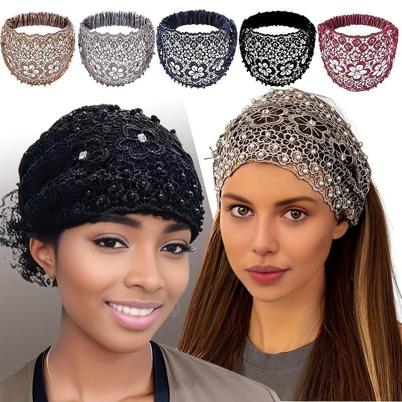 6 Pieces Lace Elastic Headwrap Lace Elastic Headbands Boho Bandana Bohemian Headband Hair Accessories for Women, 6 Colors