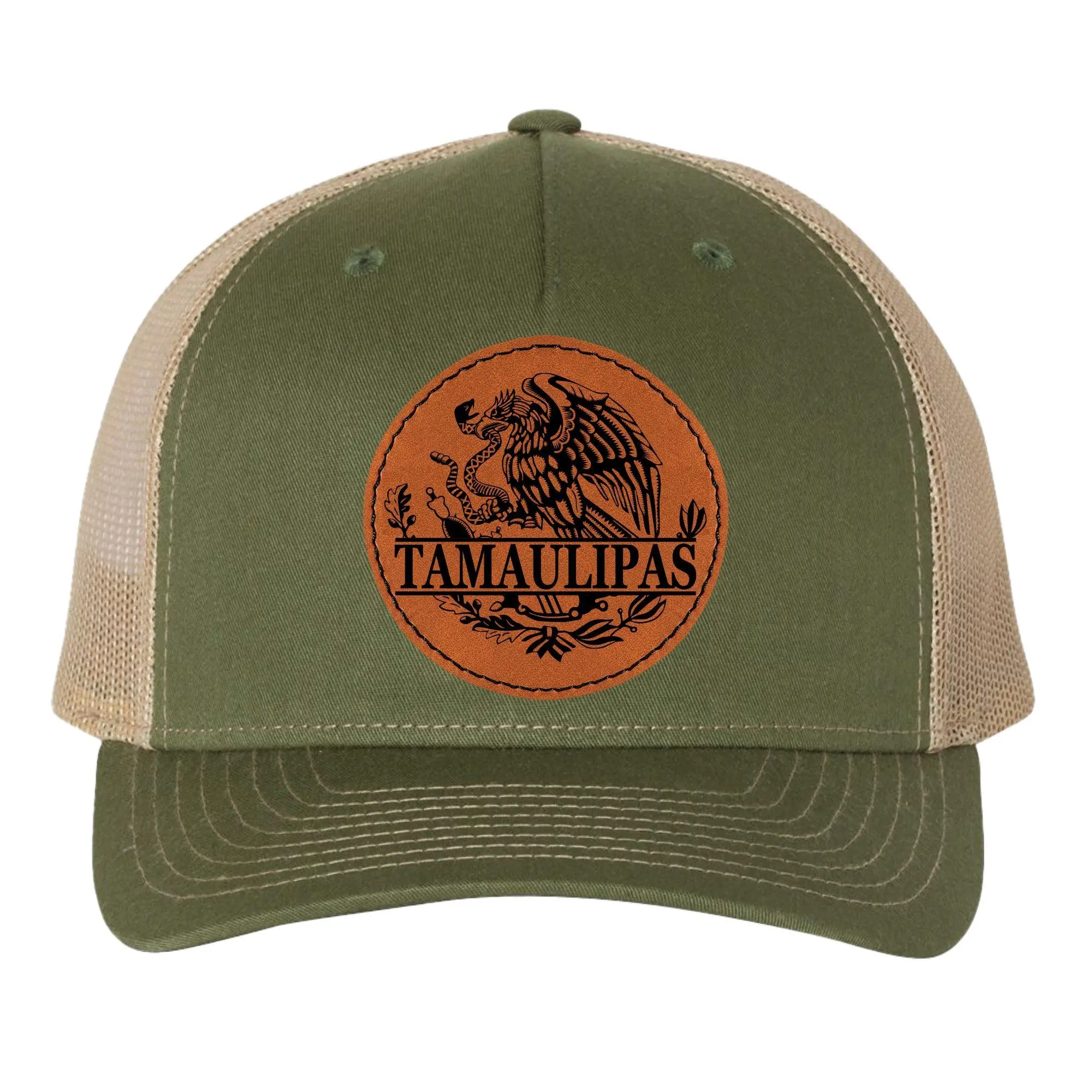 Tamaulipas Mexico Eagle Leather Patch Hat Trucker Hat Baseball Cap