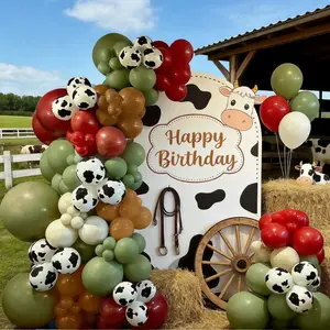 114pcs Cow Balloon Garland Arch Kit, Various Color Balloons for Farm Western Cow Birthday Party Decorations, Western Party, Farm Birthday